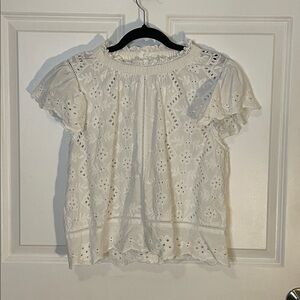 Jennifer & Grace White Eyelet Top women’s size Medium EUC Bohemian